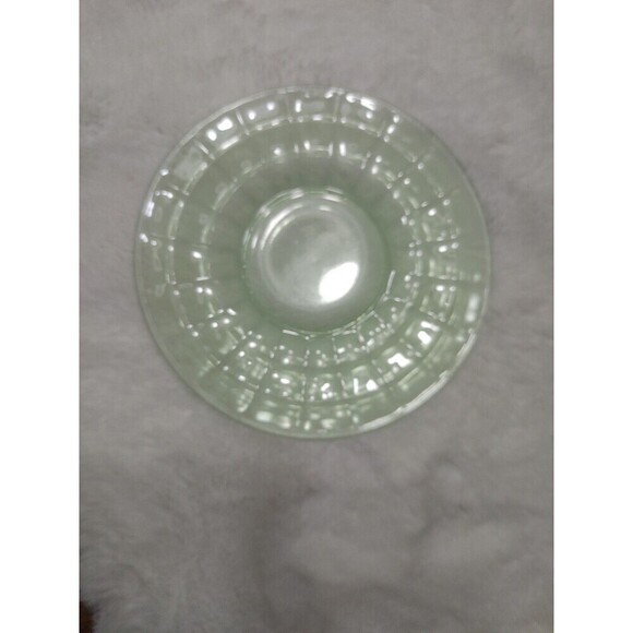 2 Green Block Optic Depression Glass  Plates 6"  Anchor Hocking Vaseline Vintage - Picture 6 of 7